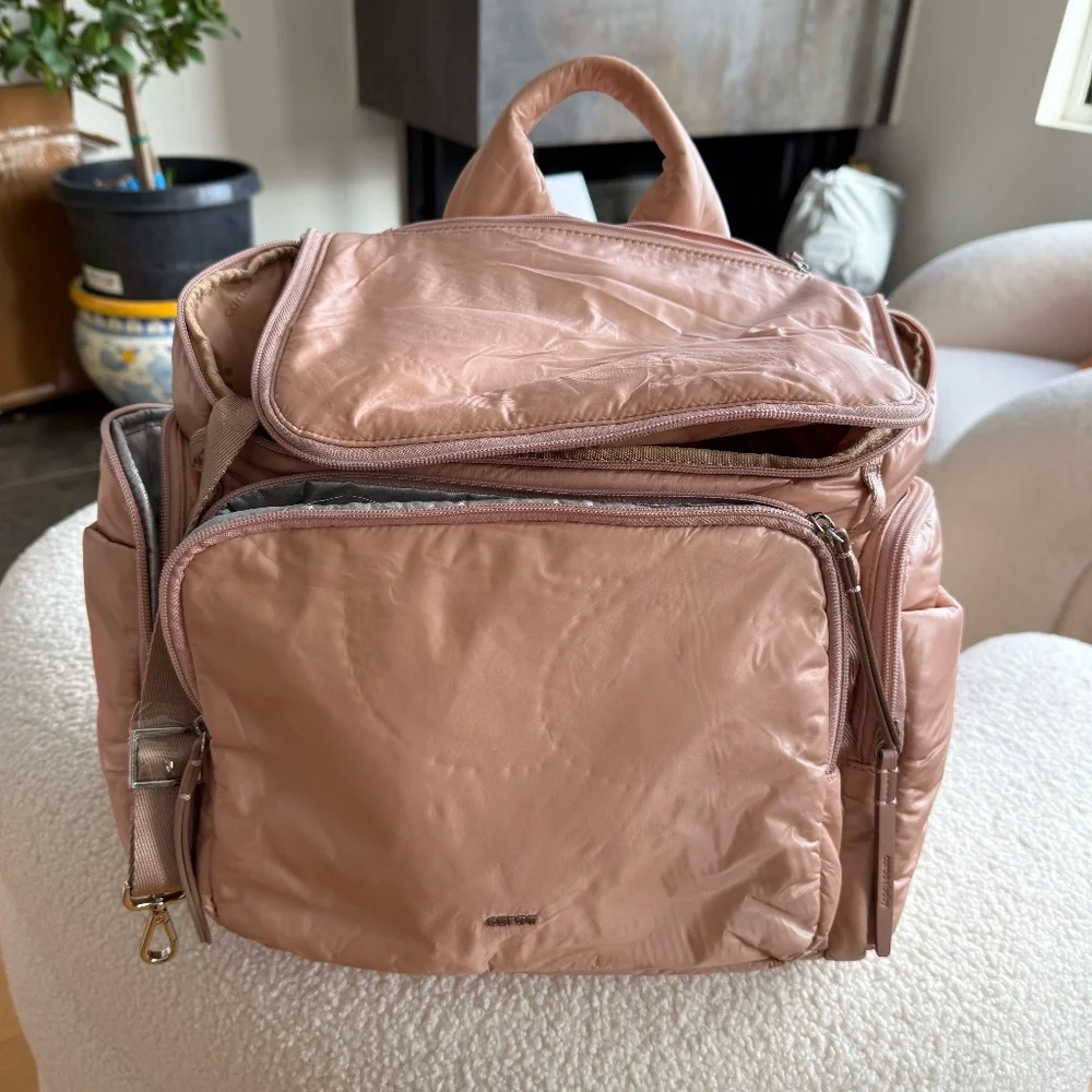 Caraa Baby Bag Medium in Blush Nylon Baby Essential Waterproof Travel - Picture 3 of 6